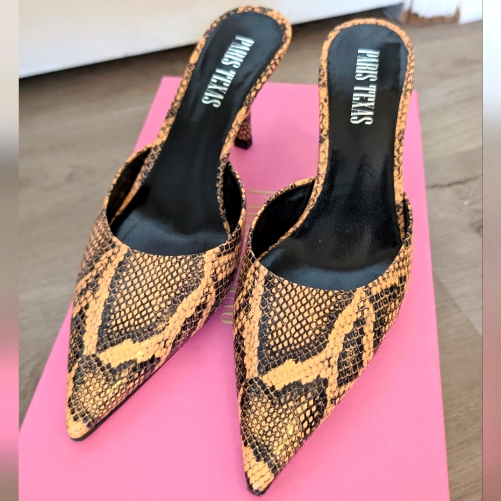 Paris Texas Snake Print Kitten Heel - Worn Once!